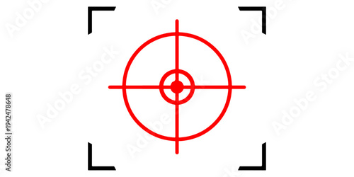 A military sniper scope vector icon featuring a circular shooting target with bullet holes and a crosshair sight symbol for rifle hunting aim