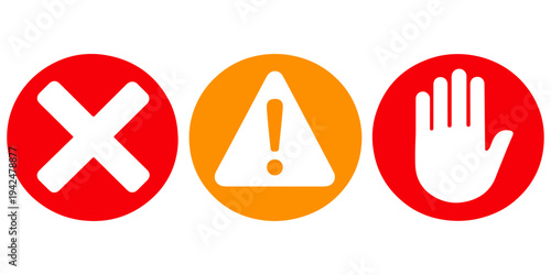 An isolated red triangular warning sign with an exclamation point symbol on a white background represents a mental health risk alert and safety caution concept