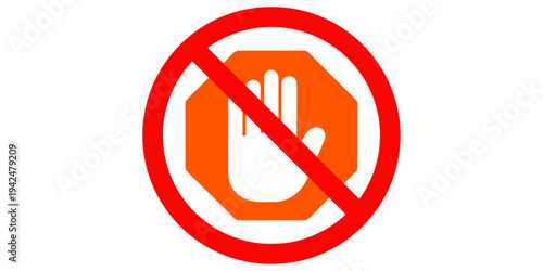 Isolated red and white circular vector illustration featuring no entry, do not enter, and no parking traffic signs as prohibited warning symbols for road safety and danger ban icons