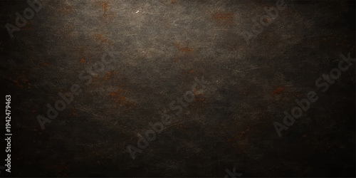 A dark and aged grunge metal background featuring a rusty texture on a rough, dirty grey surface with a vintage weathered stone pattern