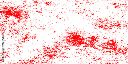 A red grunge background features artistic paint splashes and ink splatters with a textured vector design of blood-colored drips and spray stains for a decorative Christmas wallpaper illustration