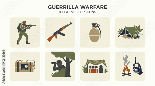 Guerrilla Warfare Vector Icons Flat Rebel Combat Units