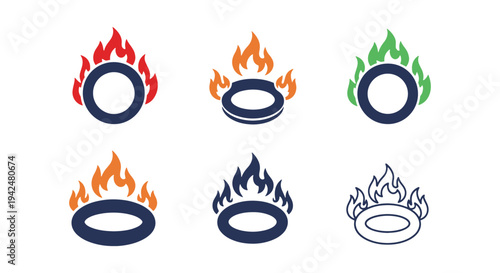 Fire Ring Line art vector set modern abstract concept illustration