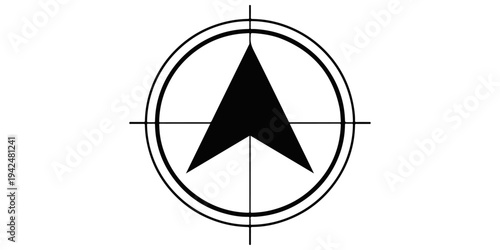 Vector illustration of a target with a bow and arrow set featuring a sailboat silhouette and nature icons for a travel sport logo design