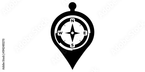 Vector illustration featuring a business navigation concept with a compass rose and map of Africa alongside a clock icon symbol to represent time and direction