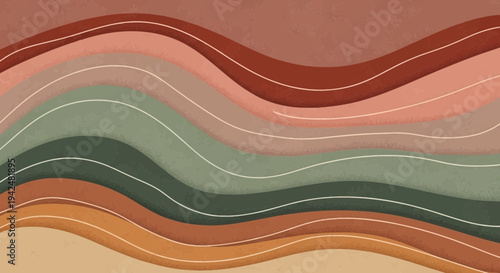 Abstract earth tones wavy lines textured background, organic shapes and flowing design, subtle color palette