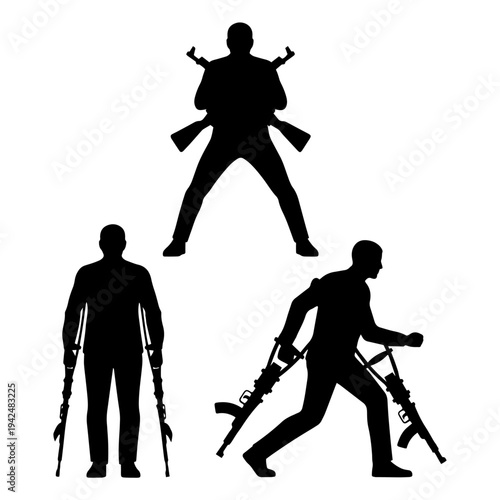 Oops No More Limbs War Disadvantages and Human Disability Silhouette Pack 