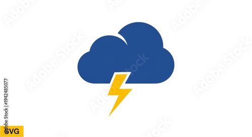 Stormy weather icon with lightning bolt and dark cloud