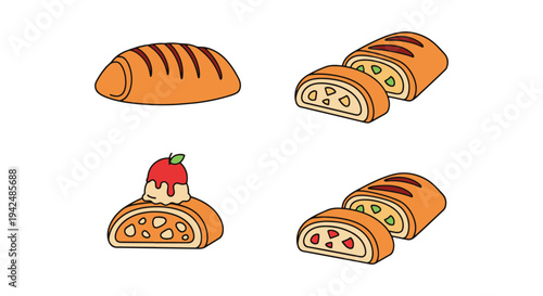 Apple Strudel Line art vector creative modern abstract color
