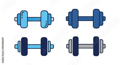 Aquatic Dumbbell Line art minimal digital abstract color illustration