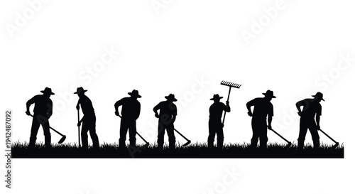 Farmers digging field vector