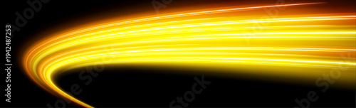 Smooth orange speed line with luminous glow and elegant flowing motion, perfect for modern UI backgrounds and layouts. vector