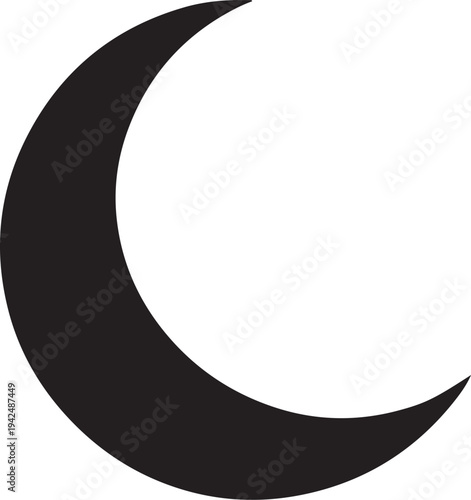 Crescent Moon Vector Icon. Minimal Islamic Moon Symbol Illustration. Islamic Symbol