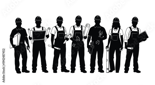 Construction workers group vector
