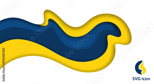 Abstract Ukrainian Flag Colors Wave Shape with White Background and SVG Icon