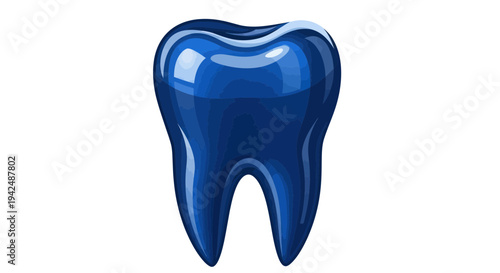 Glossy Blue Tooth Illustration - Dental Care and Health Concept