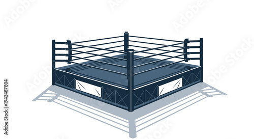 Empty Boxing Ring with Ropes and Shadows Illustration