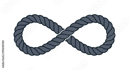 Infinity symbol made from braided rope on white background
