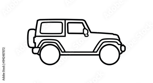 Off-road vehicle outline, simple vector graphic illustration