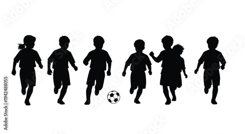 Children soccer playing vector