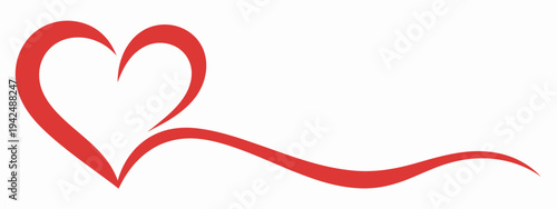 A stylized red heart with a wavy line extending from it on a white background 1