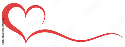A stylized red heart with a wavy line extending from it on a white background