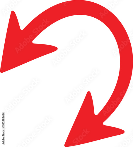 Curved red arrows pointing opposite directions with transparent background
