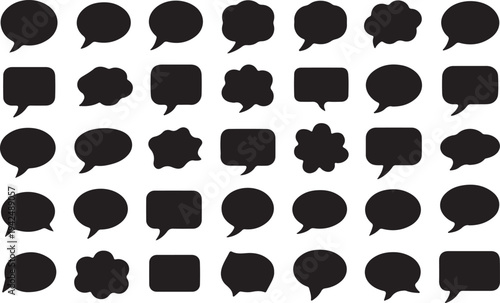 Collection of Diverse Speech Bubbles and Chat Box Silhouettes for Communication Design