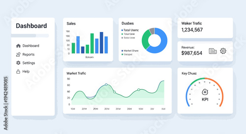 Modern business analytics dashboard showing sales and market data