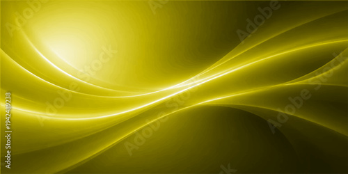 Abstract golden glowing waves flow across a dark background, the image evokes a sense of fluid motion and radiant energy. This stunning artwork could be used in design project.