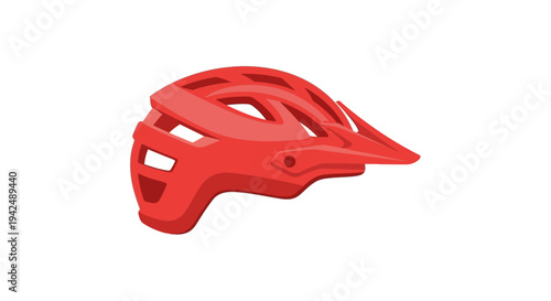 Modern red bicycle helmet with visor isolated