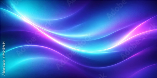 Abstract neon lights that create a flowing wave pattern in vibrant shades of blue and purple. a modern and captivating abstract design.
