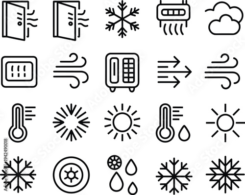 Set of black line business icons including professional people career growth education symbols and office management graphic elements