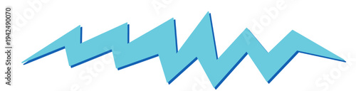 Blue lightning bolt zigzag symbol isolated on transparent background, png. Vector illustration 