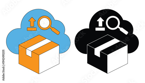 Product, as a Service (PaaS) cloud monitoring icon featuring cloud, analytics, and digital service symbols, modern flat vector illustration for software, IT, apps, and technology platform