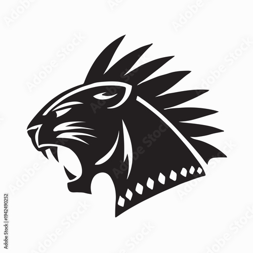 Panther Head Logo Design With Punk Rock Mohawk Styling