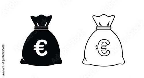 Two bags displaying the euro symbol in contrasting black and white