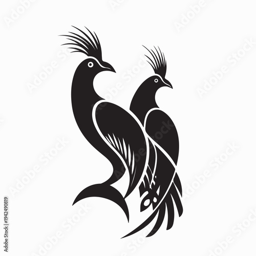 Unique Hoatzin Bird Icon For Nature Conservation Logo on White Background