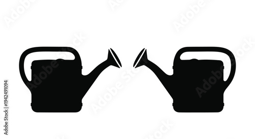 Two watering cans facing each other a minimalist silhouette