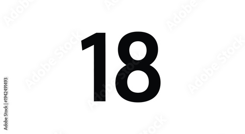 Bold black number eighteen displayed prominently against a white background silhouette