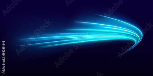 Minimal blue glowing trail with soft illumination and smooth motion, perfect for clean modern digital layouts. vector
