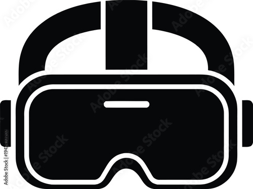 VR Headset Virtual Reality Silhouette Vector Black Technology Metaverse Gaming Icon Symbol