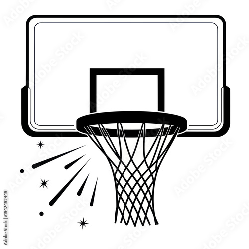 Basketball Hoop With Net and Swish Effect - Clean Vector Graphic