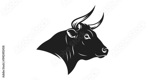 Black bull head silhouette, powerful animal symbol