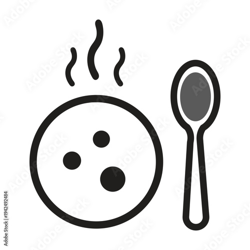 Hot Soup Bowl with Steam and Spoon Vector Illustration
