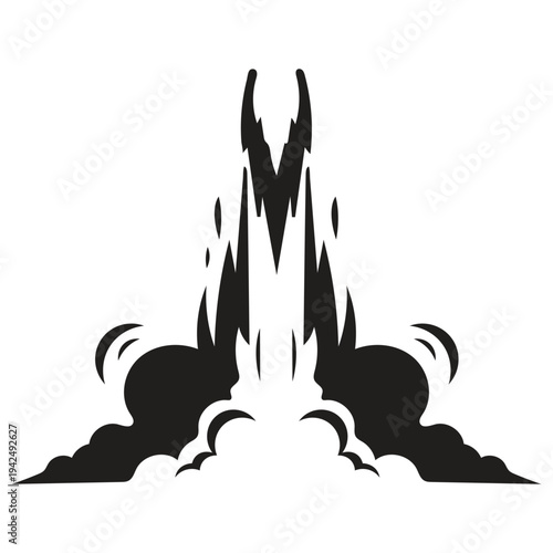 Rocket Launch Smoke Explosion Silhouette Vector Illustration