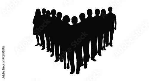 People forming heart shape silhouette vector