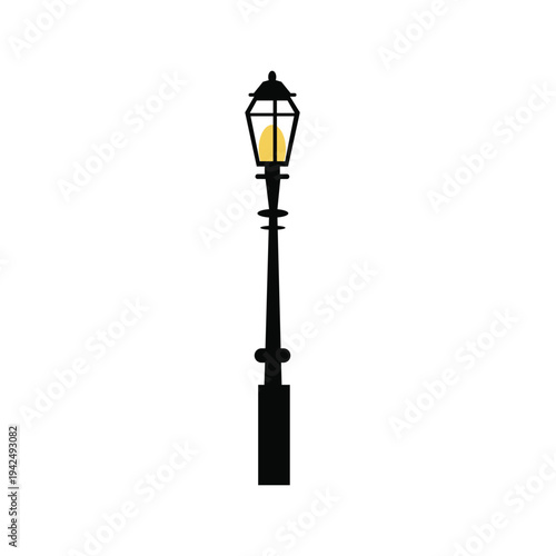 Minimal Lamppost. Traditional Lamppost. Public Park Lighting Lamp. Outdoor Lamp Post. 