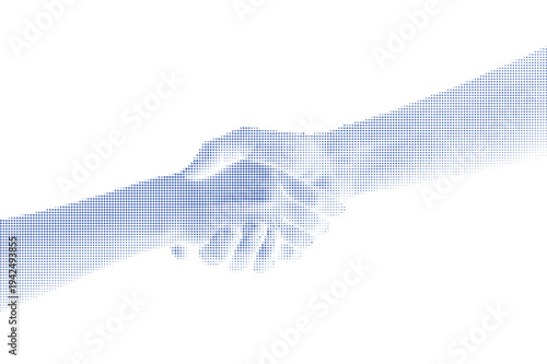 Handshake halftone dots business partnership illustration