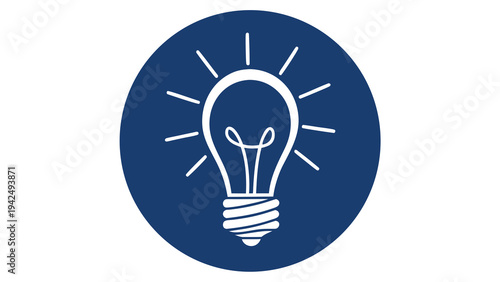 A clean vector illustration of a glowing lightbulb within a blue circular background, symbolizing inspiration, innovation, creative thinking, and problem-solving concepts for business and technology